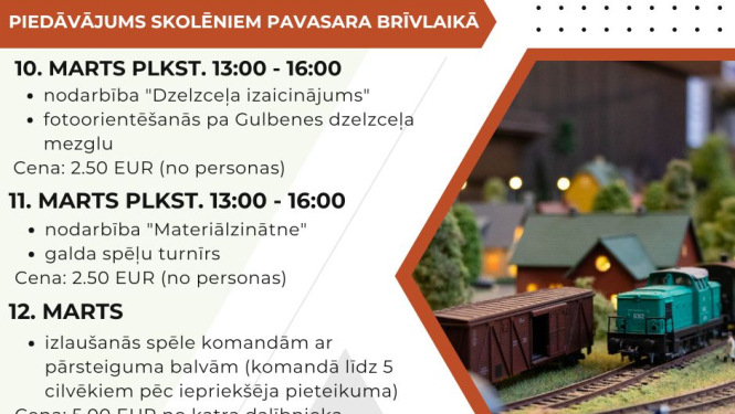 Afiša: Skolēnu brīvdienu aktivitātes