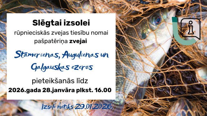 Attēls: Rūpnieciskās zvejas tiesību nomas iegūšana 2026.gadam Gulbenes novada ezeros