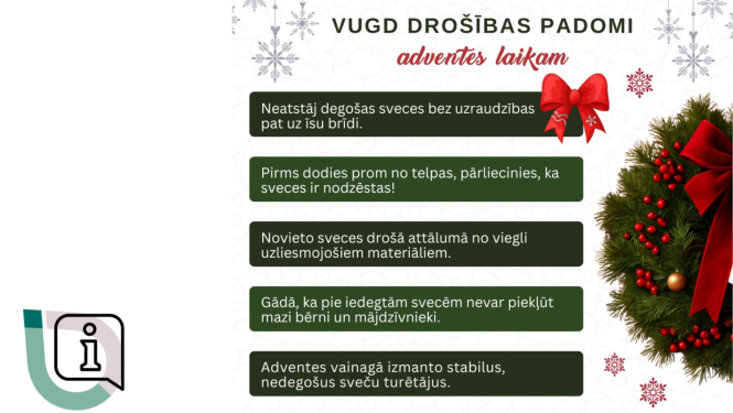 Attēls: Lai adventes sveces deg droši – VUGD atgādina par drošību svētku gaidīšanas laikā