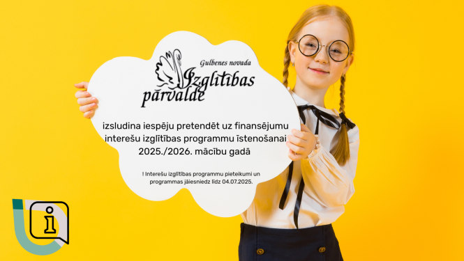 Attēls: Gulbenes novada Izglītības pārvalde izsludina iespēju pretendēt uz finansējumu interešu izglītības programmu īstenošanai 2025./2026. mācību gadā