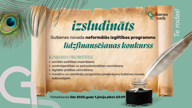 Attēls: izsludināts Gulbenes novada neformālās izglītības programmu līdzfinansēšanas konkurss