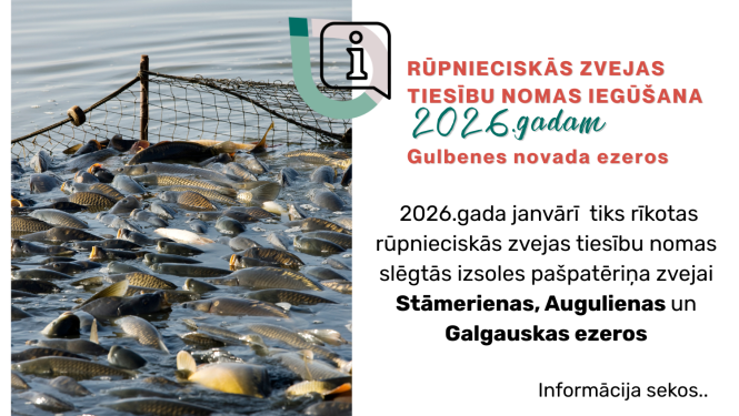 Attēls: Rūpnieciskās zvejas tiesību nomas iegūšana 2026.gadam Gulbenes novada ezeros