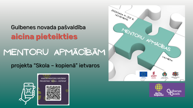 Attēls: Gulbenes novada pašvaldība aicina pieteikties mentoru apmācībām projekta “Skola – kopienā” ietvaros