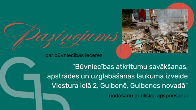 Attēls: Paziņojums par būvniecības ieceres “Būvniecības atkritumu savākšanas, apstrādes un uzglabāšanas laukuma izveide Viestura ielā 2, Gulbenē, Gulbenes novadā”