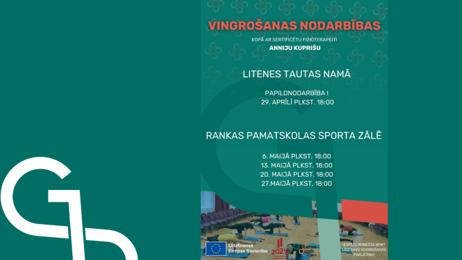 Attēls: vingrošanas nodarbības Gulbenes novadā maijā