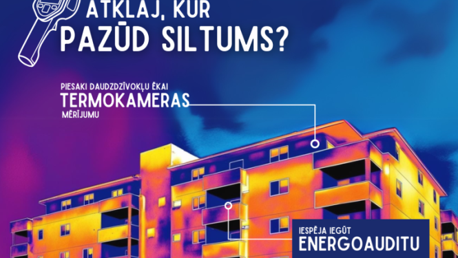 Attēls: Iedzīvotājus aicina pieteikt daudzdzīvokļu ēkas termokameras mērījumiem un pretendēt uz bezmaksas energoauditu