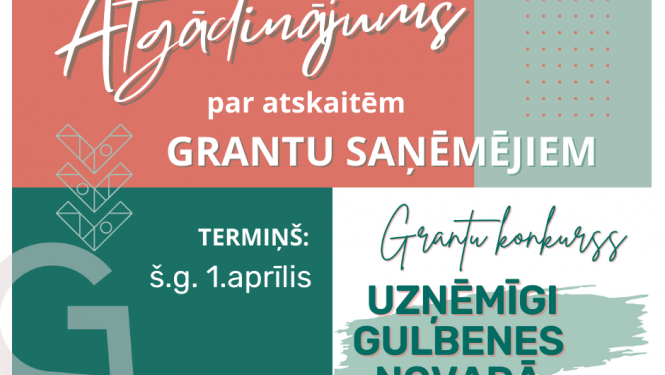 Attēls: atgādinājums grantu konkursa saņēmējiem