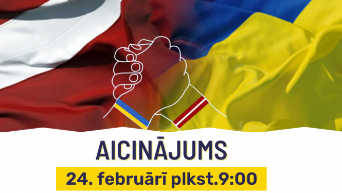 Attēls: klusuma brīdis Ukrainai 24.02.