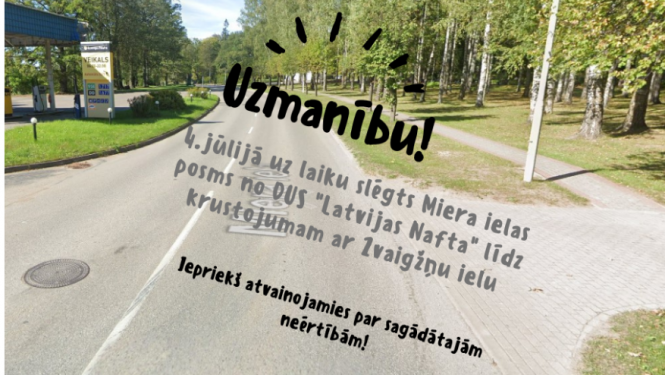 Paziņojums par Miera ielas Gulbenē slēgšanu