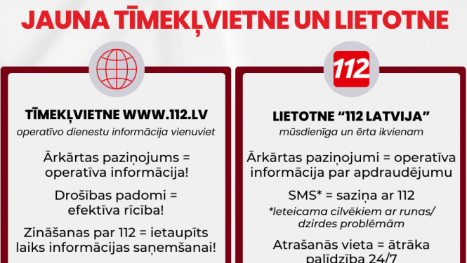 Attēls: VUGD izveidojies jaunu platformu un tīmekļvietni 112.lv