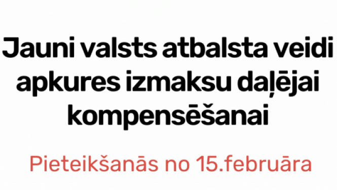 Attēls ar jauniem valsts atbalsta veidiem apkurei