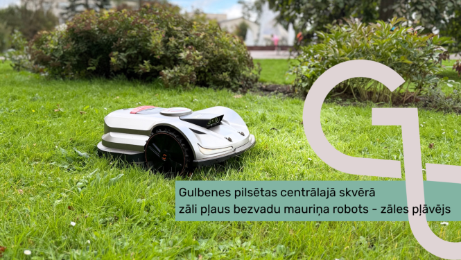Attēls: Zāles pļāvējs - robots sāk darbu centrālajā skvērā