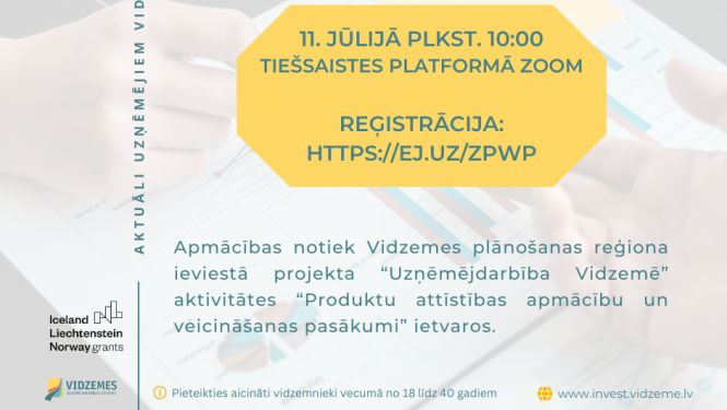 Vizuālis: Vidzemes uzņēmējdarbības centrs aicina uz semināru par biznesa ideju realizāciju un attīstību