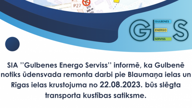 Attēls: satiksme ūdens remontdarbu laikā Gulbenē