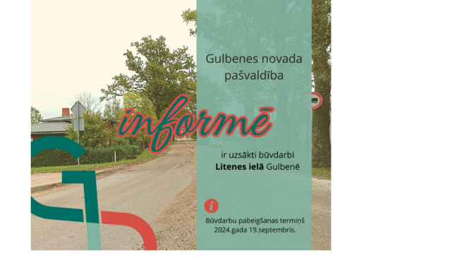 Attēls: pašvaldība informē par ceļa remontu Litenes ielā