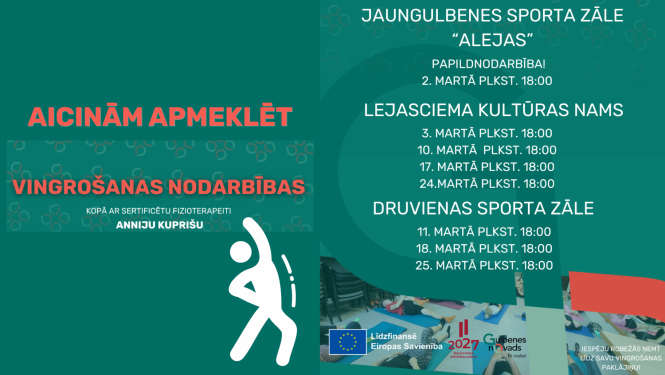 Afiša: Bezmaksas vingrošanas nodarbības