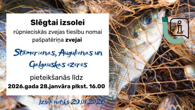 Attēls: Rūpnieciskās zvejas tiesību nomas iegūšana 2026.gadam Gulbenes novada ezeros