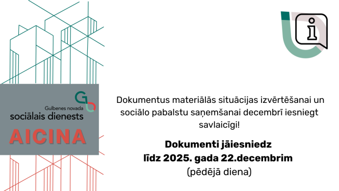 Attēls: Sociālais dienests aicina laicīgi iesniegt dokumnetus