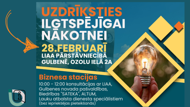 Attēls: pasākums "Uzdrīksties ilgtspējīgai nākotnei", kas ir vērsts uz ilgtspējīgas attīstības veicināšanu un resursu efektīvu izmantošanu reģionā.