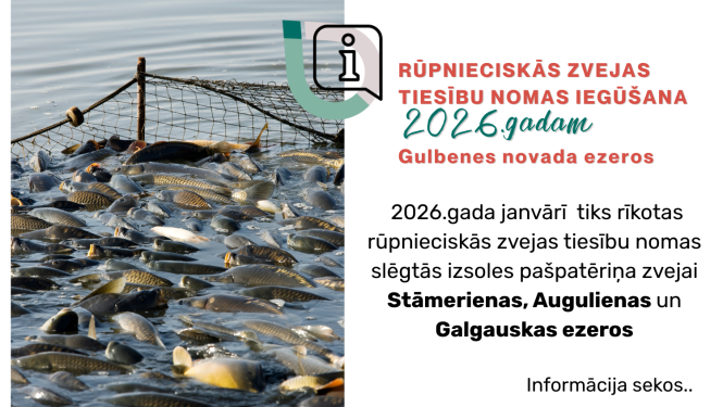 Attēls: Rūpnieciskās zvejas tiesību nomas iegūšana 2026.gadam Gulbenes novada ezeros
