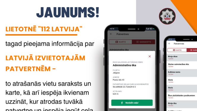 Lietotnē 112 jaunumi