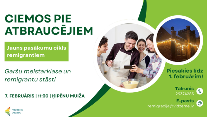 Attēls: Jauns pasākumu cikls remigrantiem “Ciemos pie atbraucējiem” startē Ķipēnu muižā!