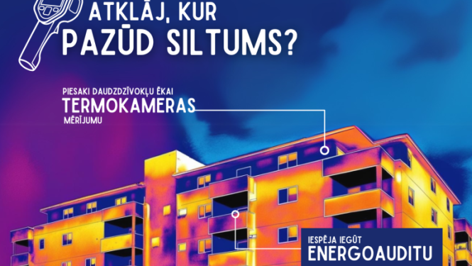 Attēls: Iedzīvotājus aicina pieteikt daudzdzīvokļu ēkas termokameras mērījumiem un pretendēt uz bezmaksas energoauditu