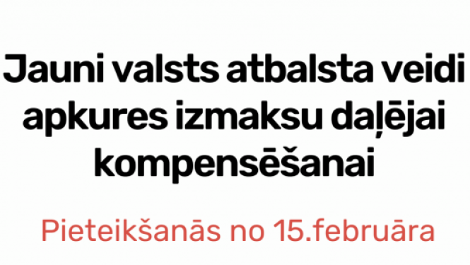 Attēls ar jauniem valsts atbalsta veidiem apkurei