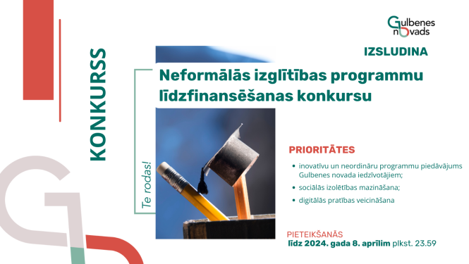Attēls: izlsudināts neformālās izglītības programmu konkurss