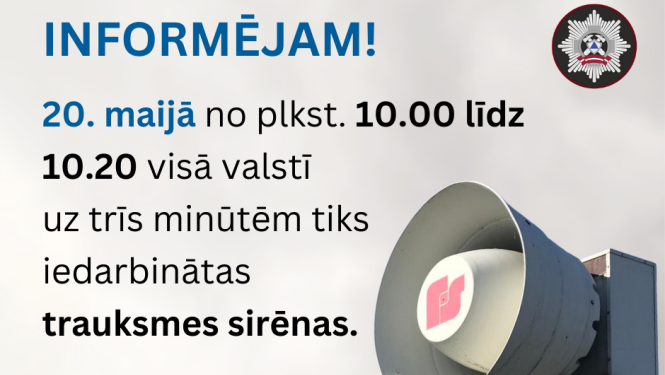 Attēls: 20. maijā visā valstī tiks iedarbinātas trauksmes sirēnas 