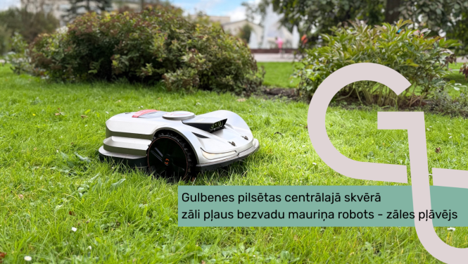 Attēls: Zāles pļāvējs - robots sāk darbu centrālajā skvērā