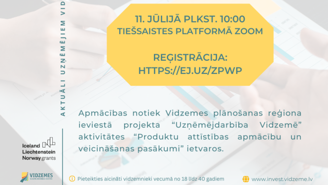 Vizuālis: Vidzemes uzņēmējdarbības centrs aicina uz semināru par biznesa ideju realizāciju un attīstību