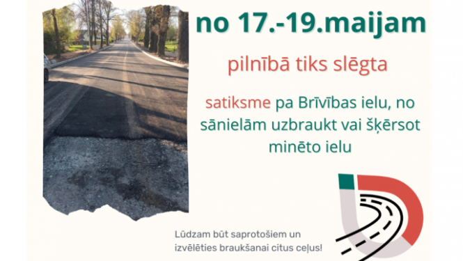 Vizuālis: uz laiku slēgta Brīvības iela Gulbenē