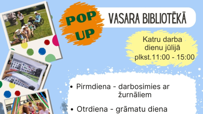 Attēls: POP UP vasara bibliotēkā bērniem. 