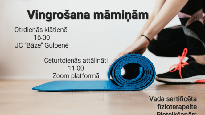 Attēls par vingrošanu māmiņām Gulbenē