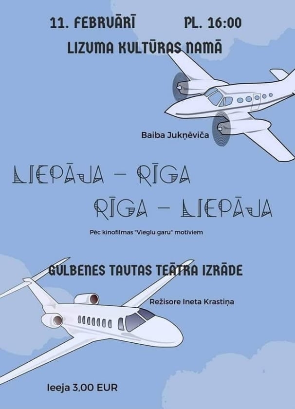 Attēls: Lizuma kultūras namā Gulbenes Tautas teātra izrāde “Liepāja-Rīga, Rīga - Liepāja