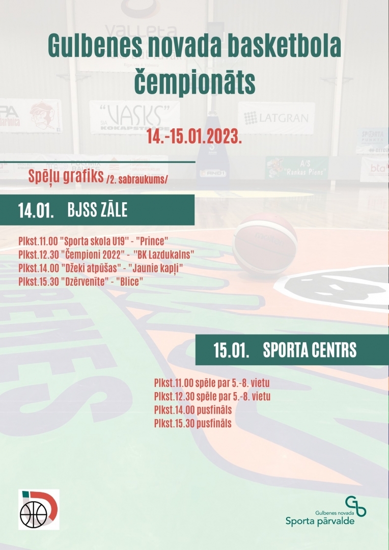 14. un 15. janvārī Gulbenes sporta centrā Gulbenes novada atklātais čempionāts basketbolā