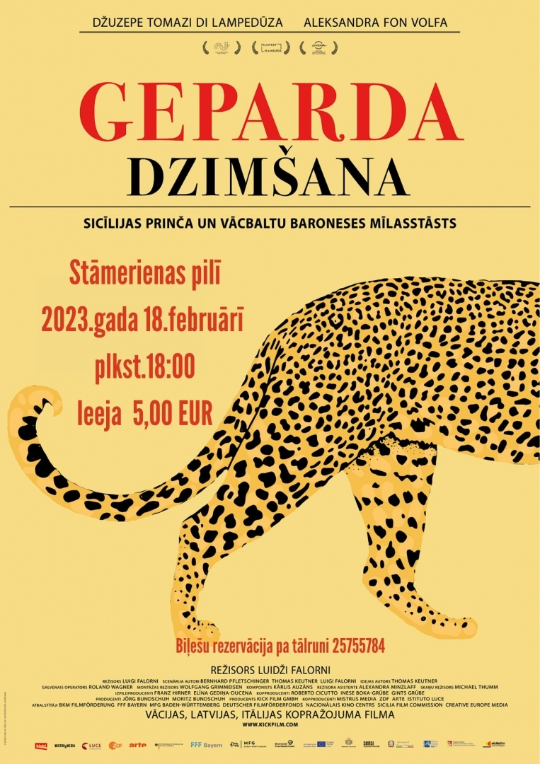 Attēls: Stāmerienas pilī baltvācu baroneses un Sicīlijas prinča mīlasstāsts dokumentālajā filmā “Geparda dzimšana"