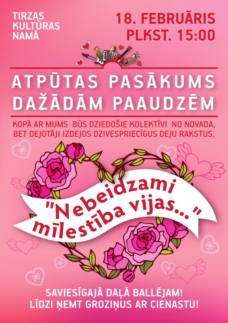 Atpūtas pasakums dažādām paaudzēm Tirzā 18. februārī 15:00