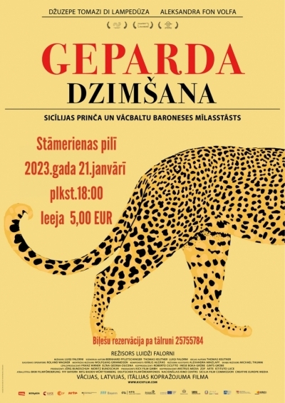 Afiša par Geparda dzimšanu filmu Stāmerienas pilī