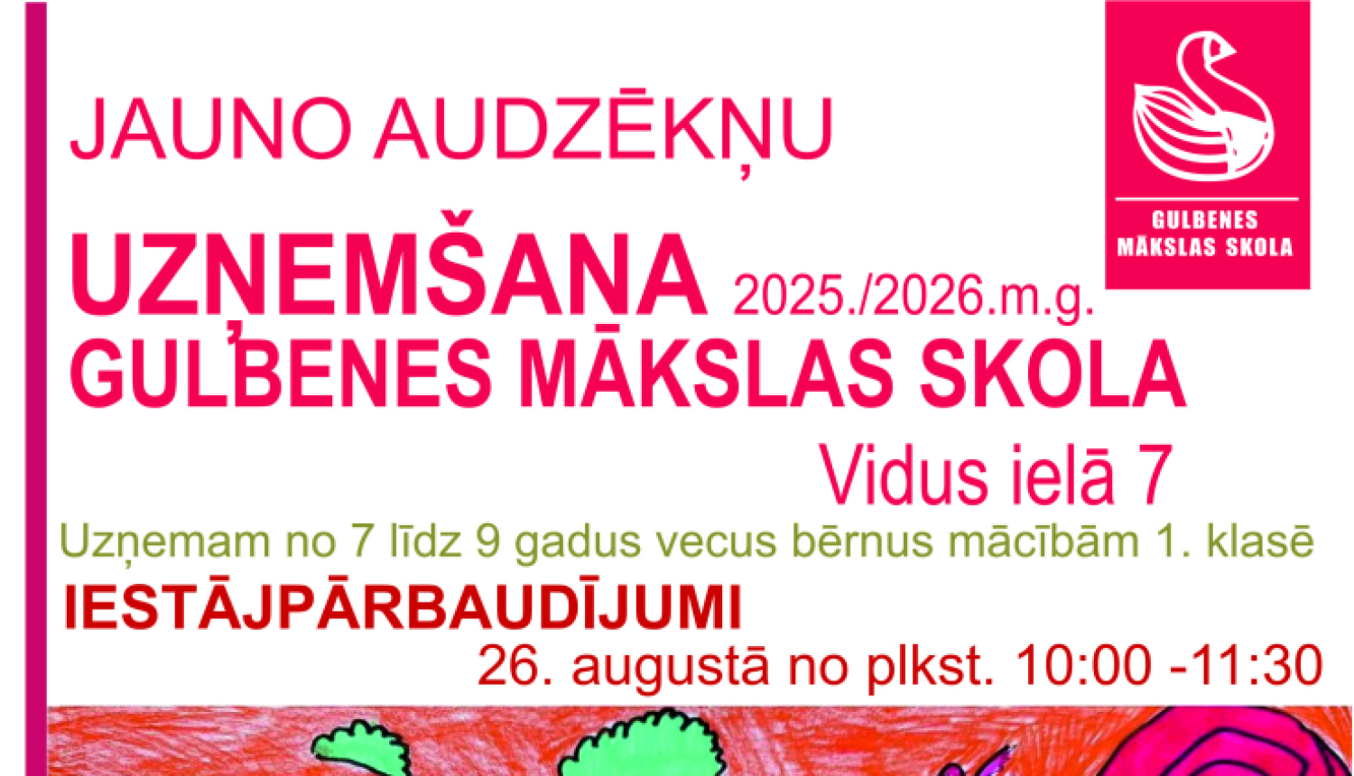 Attēls: iestājpārbaudījumi Gulbenes mākslas skolā 2025