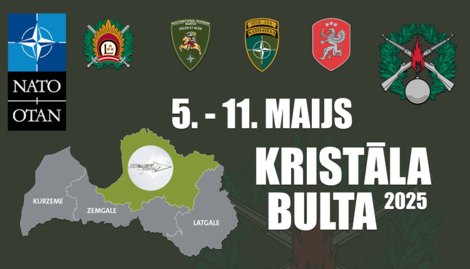 Attēls: No 5. līdz 11. maijam jūsu novados norisināsies Sauszemes spēku Mehanizētās kājnieku brigādes organizētās militārās mācības "Kristāla bulta 2025"