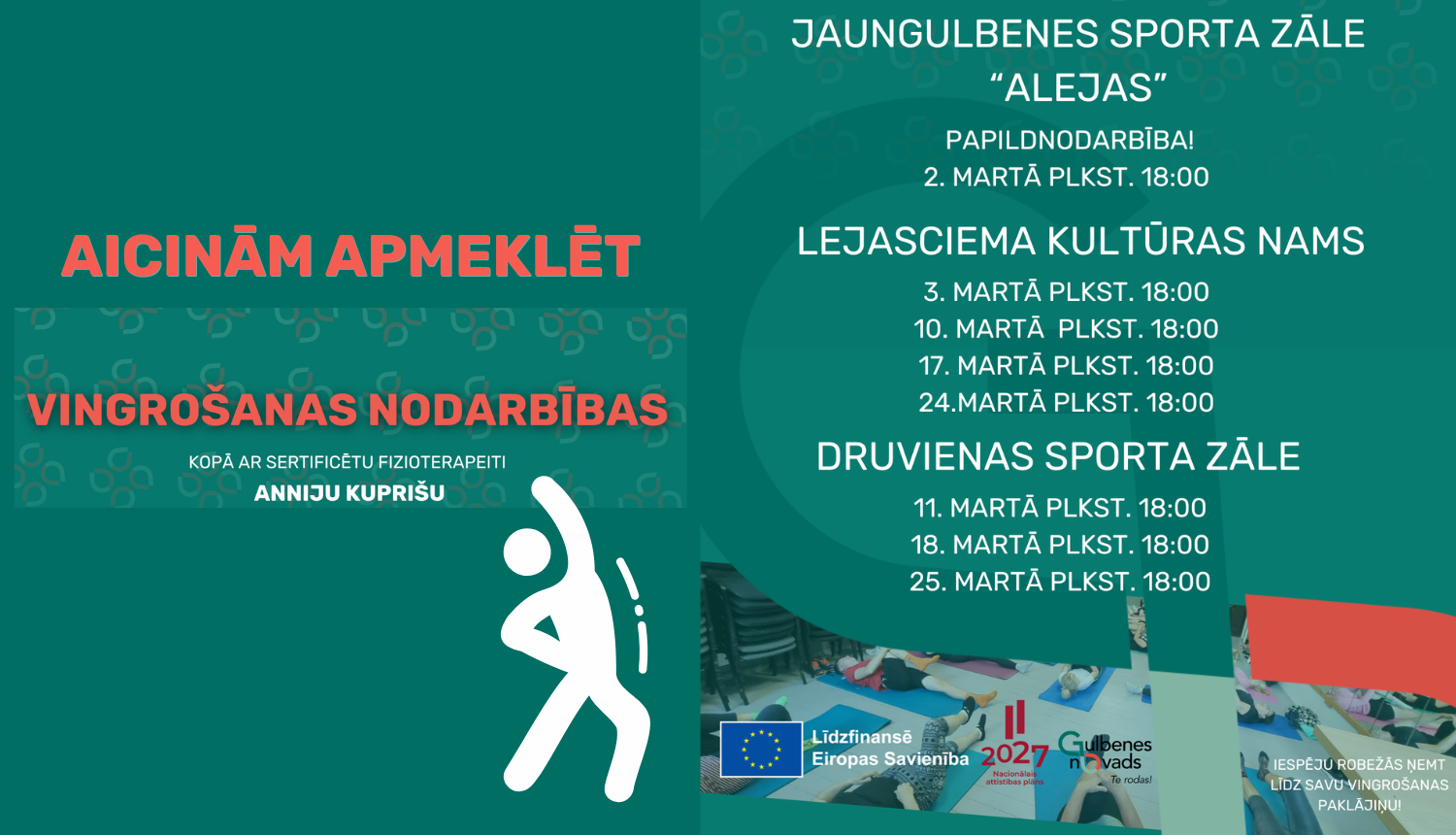 Afiša: Bezmaksas vingrošanas nodarbības