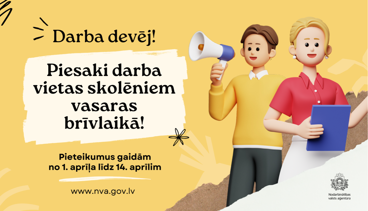 Skolēnu vasaras nodarbinātība 2025 darba devēju pieteikšanās