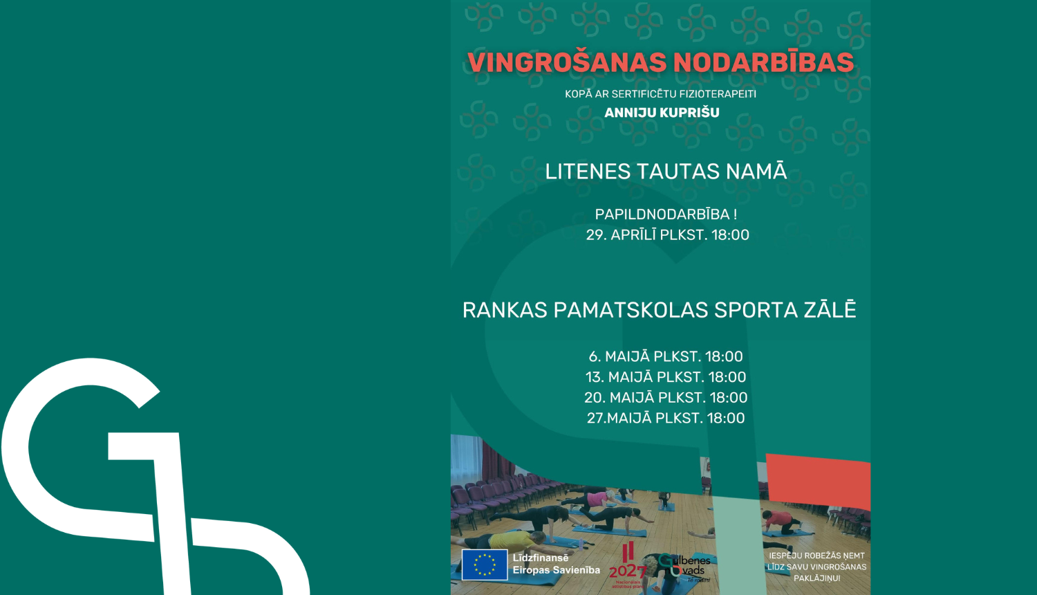 Attēls: vingrošanas nodarbības Gulbenes novadā maijā