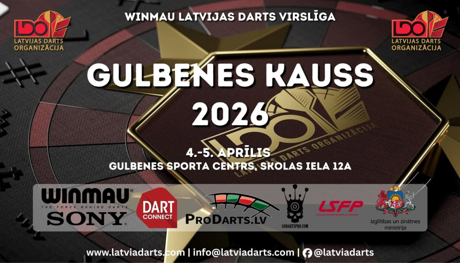 Gulbenes Kauss 2026 šautriņu mešanā