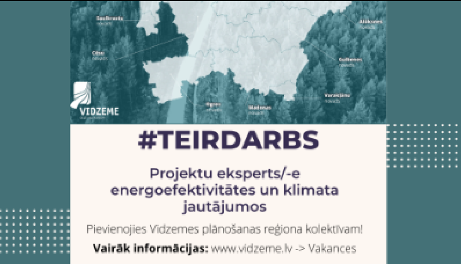 Vakance Vidzemes plānošanas reģionā projektu ekspertam