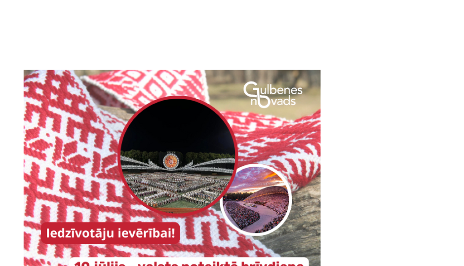 Attēls: Iedzīvotāju informācijai 10.jūlijā valsts brīvdiena