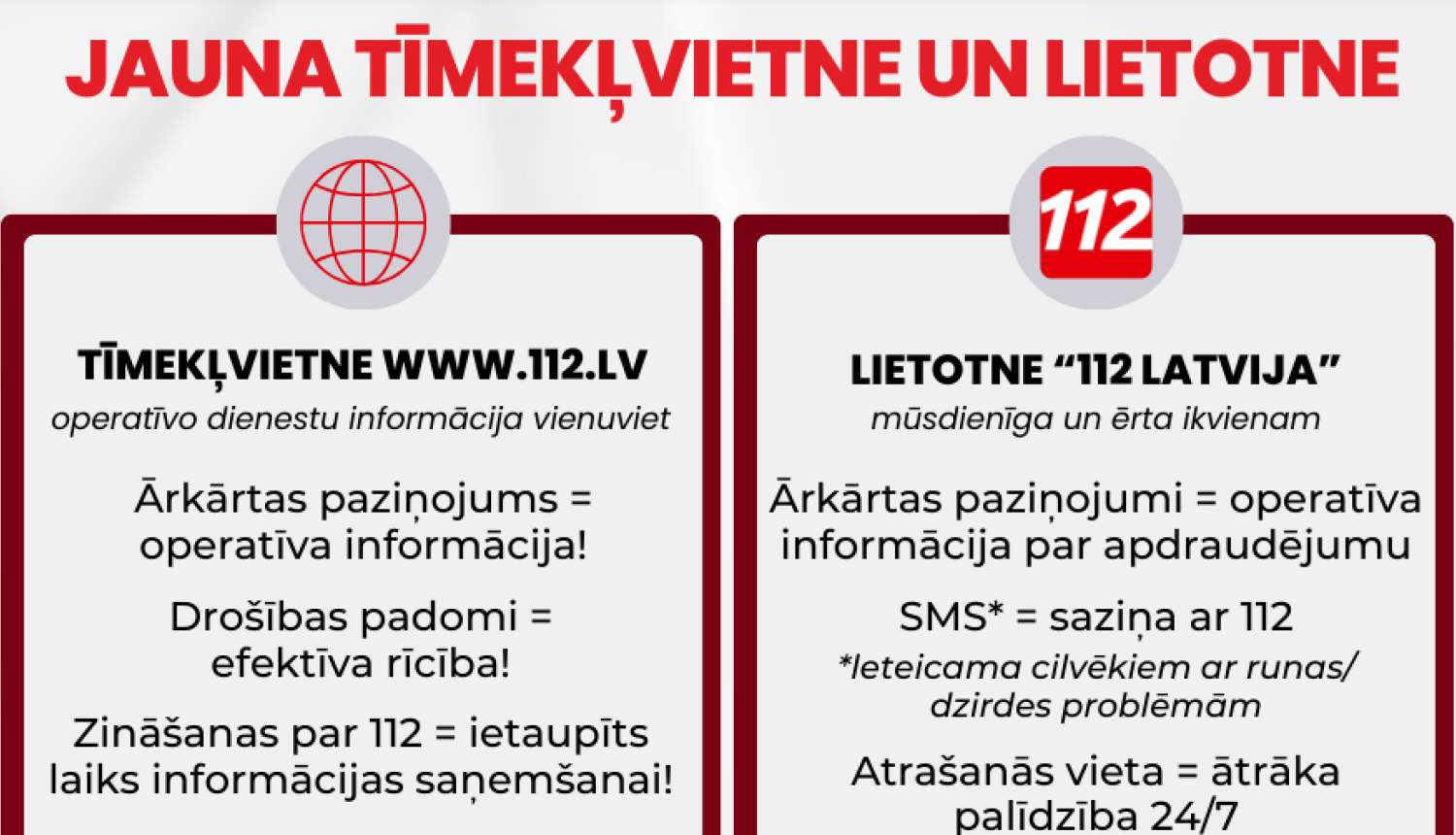 Attēls: VUGD izveidojies jaunu platformu un tīmekļvietni 112.lv