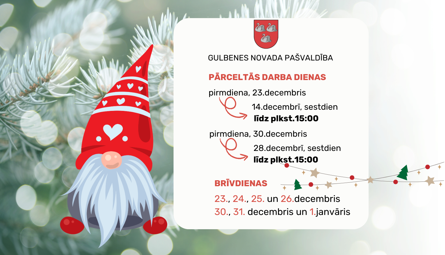 Attēls: darba laiks svētkos 2024